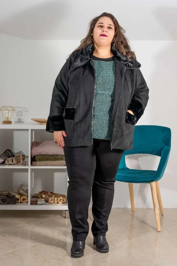 SPG Woman Cappotto con pelliccia taglie comode Sale