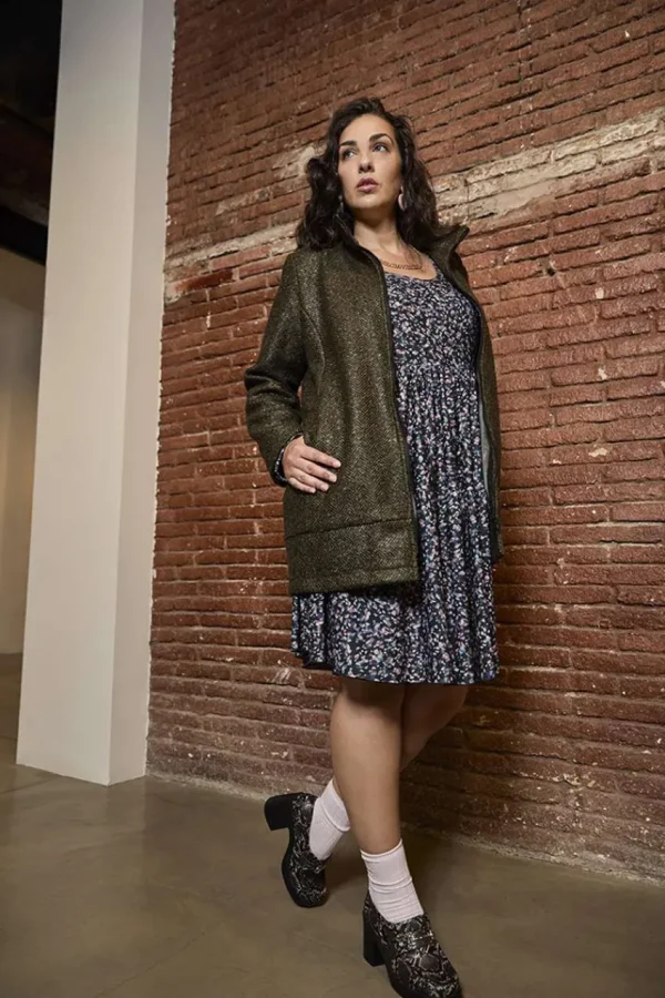 SPG Woman Cappotto in tessuto accoppiato taglie comode Outlet