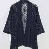 Donna Curvy Cardigan lungo in tulle con pizzo taglie forti Outlet