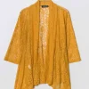 Donna Curvy Cardigan lungo in tulle con pizzo taglie forti Clearance