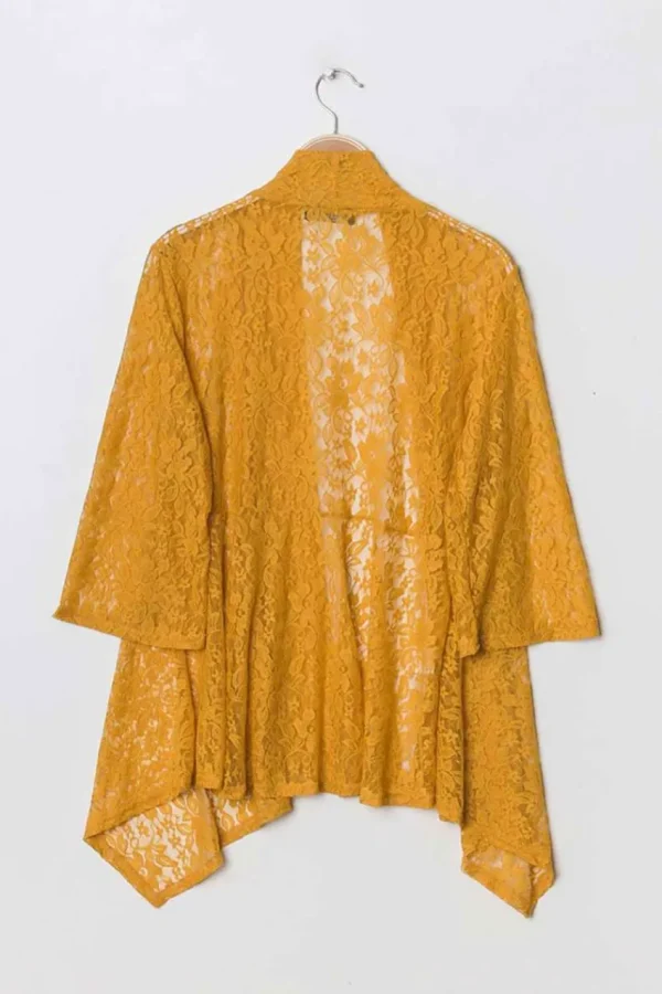 Donna Curvy Cardigan lungo in tulle con pizzo taglie forti Clearance
