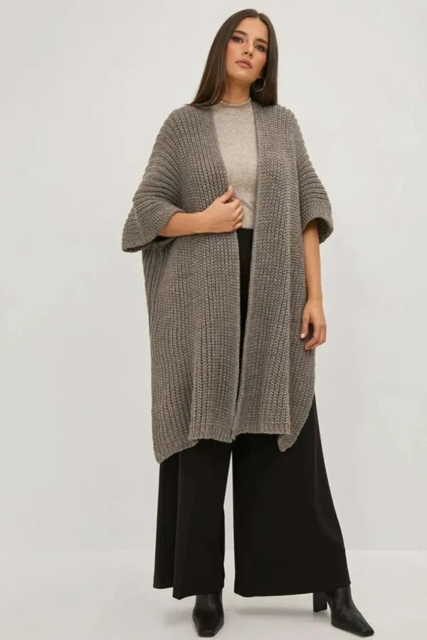 Mat Fashion Cardigan mezza manica con spacchi laterali taglie comode New