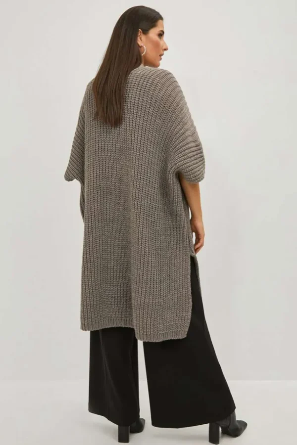 Mat Fashion Cardigan mezza manica con spacchi laterali taglie comode New