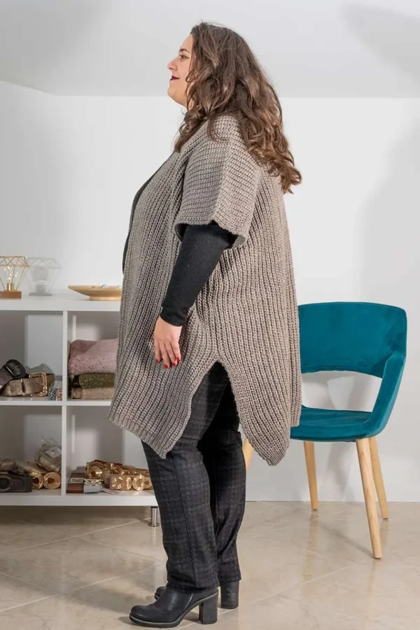 Mat Fashion Cardigan mezza manica con spacchi laterali taglie comode New
