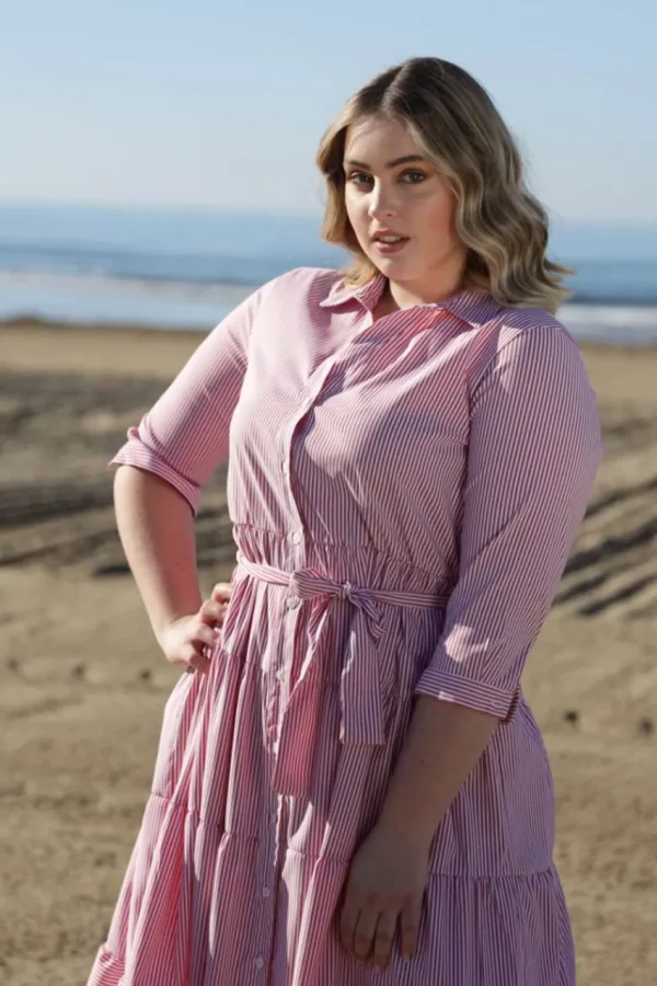 Jiveley Chemisier a righe con balzetaglie comode Sale