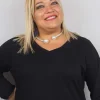 Donna Curvy Collana aperta con perle e zirconi Clearance