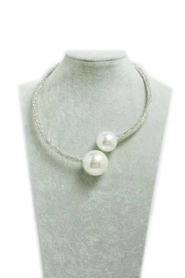 Donna Curvy Collana aperta con perle e zirconi Clearance