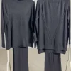 Donna Curvy Completo in maglina pantalone palazzo e maglia con girocollo Sale