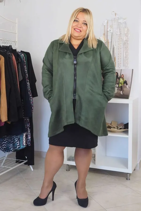 Donna Curvy Giacca con cerniera taglie comode Discount