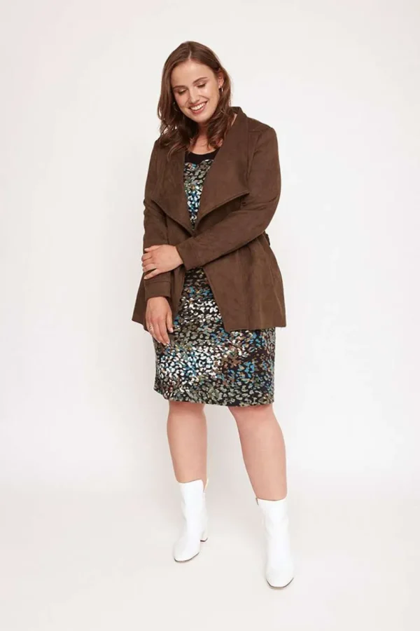 SPG Woman Giacca in camoscio lunga taglie comode New