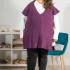 Mat Fashion Gilet di lana lungo con spacchi laterali taglie comode Fashion