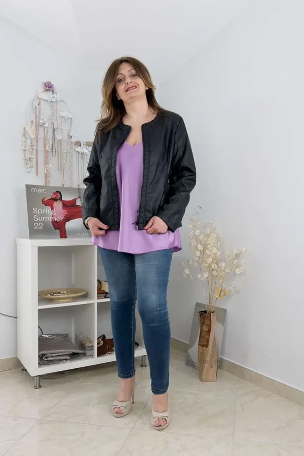 Donna Curvy Giubbino di pelle taglie comode Hot