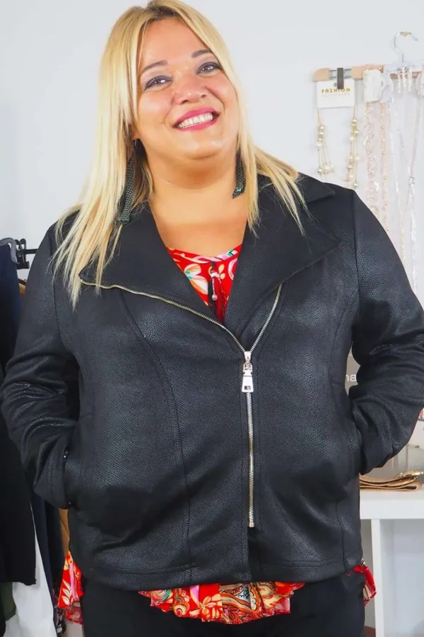 Donna Curvy Giubbotto biker taglie comode Discount