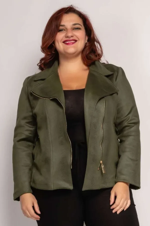 Donna Curvy Giubbotto biker taglie comode Discount