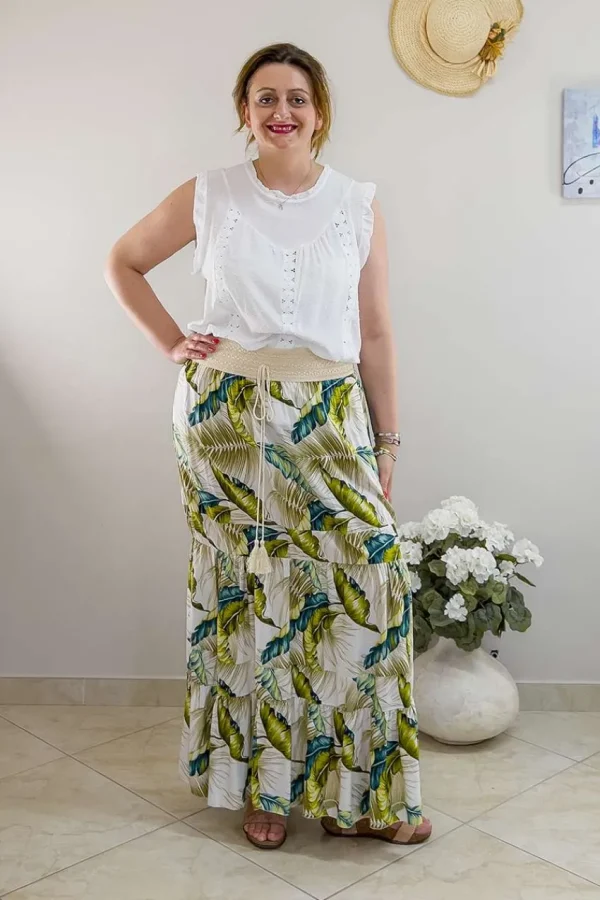 Donna Curvy Gonna con elastico in vita e balze taglie comode Discount