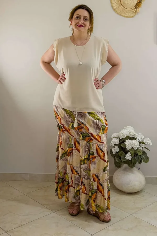 Donna Curvy Gonna con elastico in vita e balze taglie comode Outlet