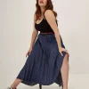 Mat Fashion Gonna plissettata effetto denim chambry taglie comode Clearance