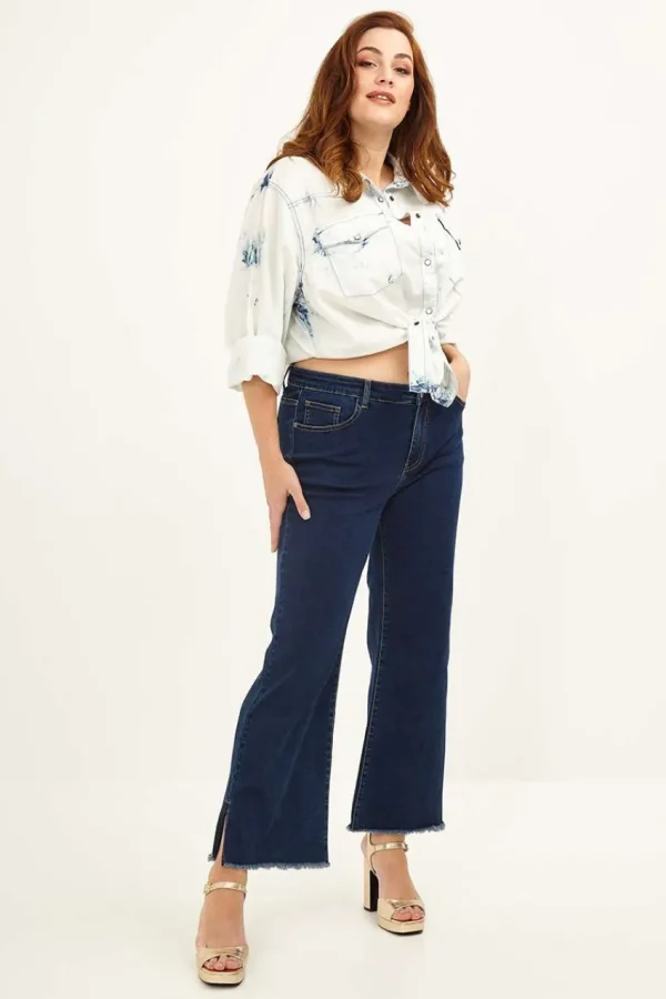 Mat Fashion Jeans cropped a zampa taglie comode Online