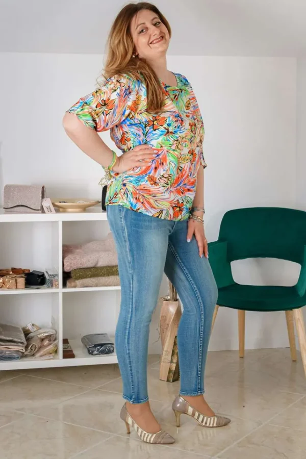 Talissa Mode Jeans slim fit lavaggio chiaro taglie comode Sale