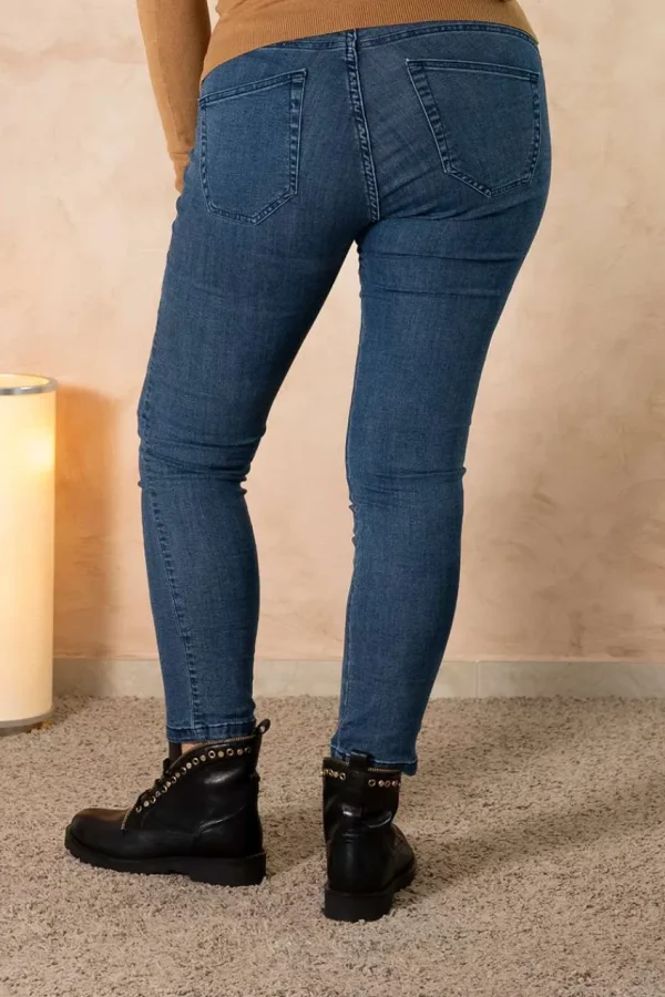 Jiveley Leggings di jeans lavaggio medio taglie comode Hot