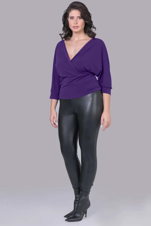 Mat Fashion Maglia ad intreccio con manica a pipistrello taglie comode Best
