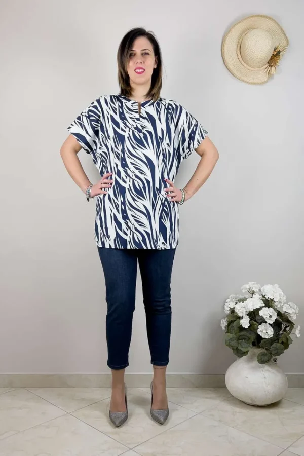 Chalou Maglia con collo alla coreana taglie comode Hot