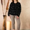 Griffai Maglione ampio con trecce e perle taglie comode Hot