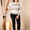 Griffai Maglione asimmetrico righe lurex taglie comode Hot