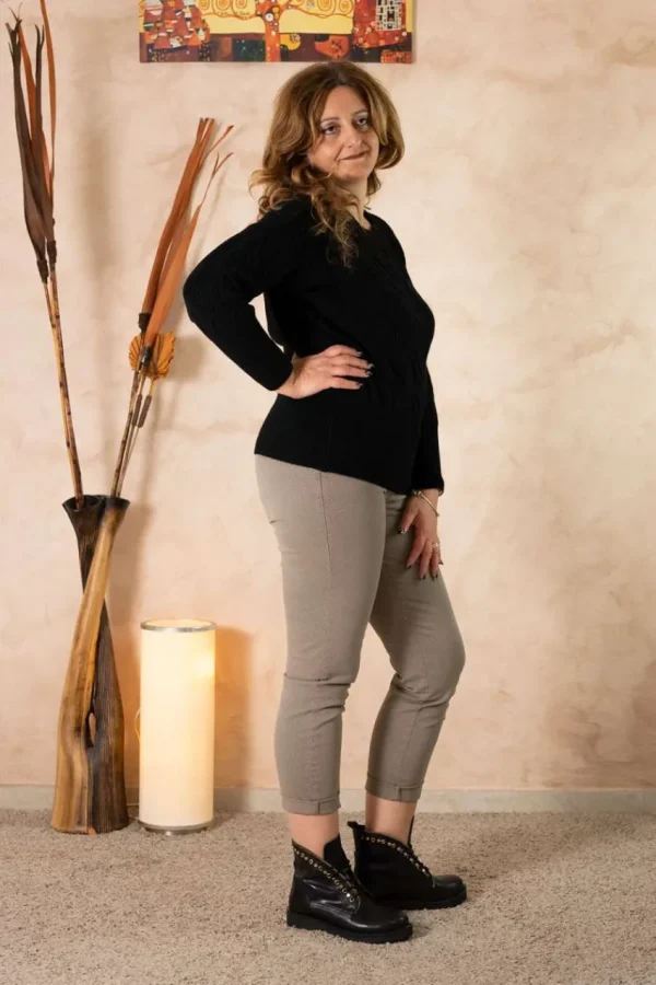 Griffai Maglione con treccia con scollo a goccia dietro taglie comode Outlet