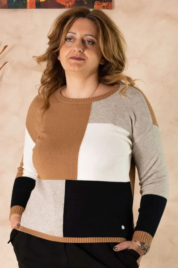 Griffai Maglione multicolor con spacchetti taglie comode Hot