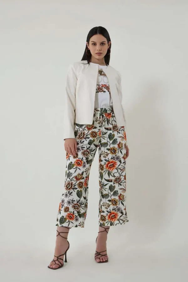 Jiveley Pantalone cropped fantasia floreale taglie comode Best