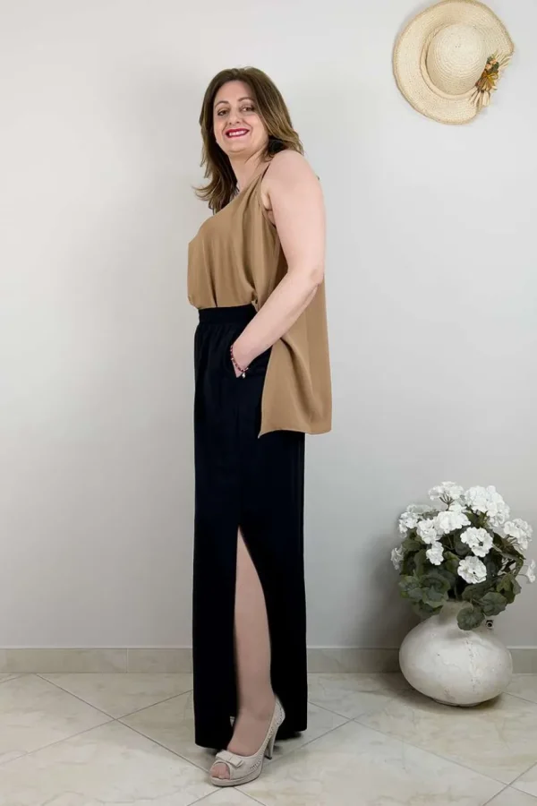 Mat Fashion Pantalone con spacchi laterali taglie comode Hot