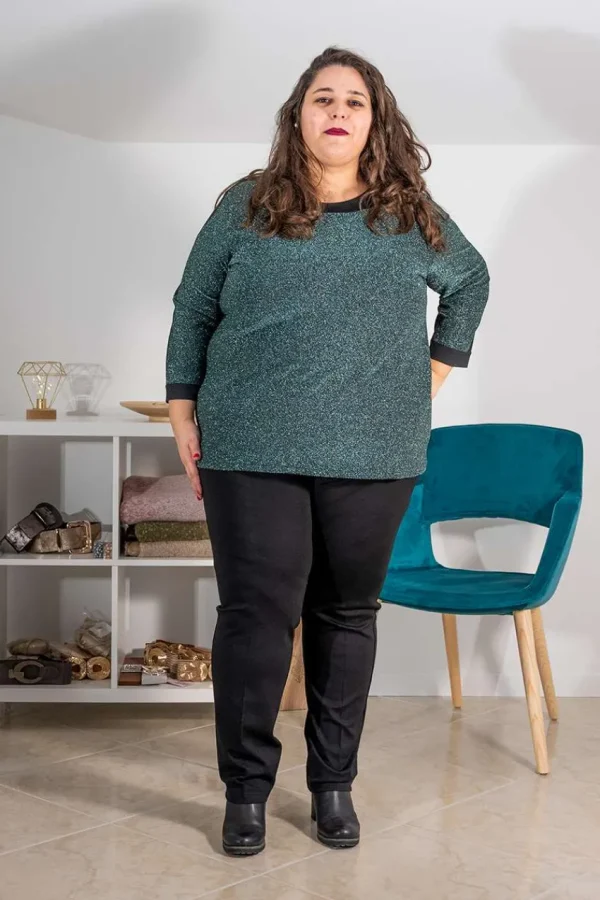 Donna Curvy Pantalone con strass taglie comode Best