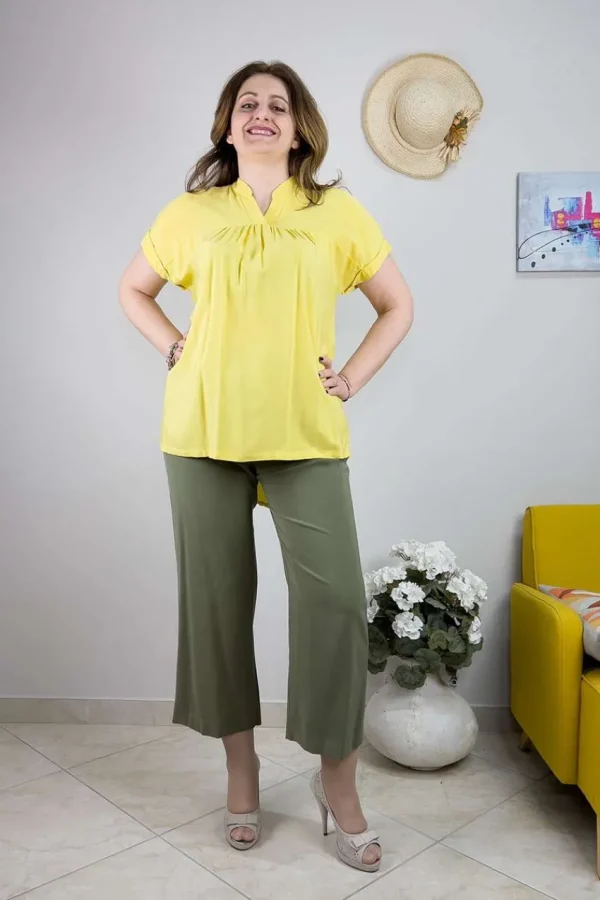 Jiveley Pantalone cropped con cintura taglie comode Outlet