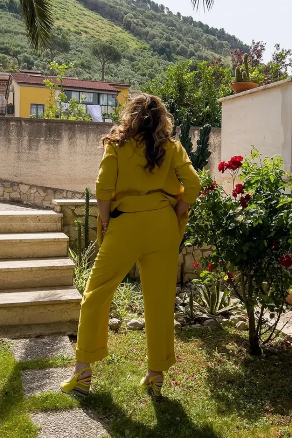 Jiveley Pantalone cropped con risvolto taglie comode Hot