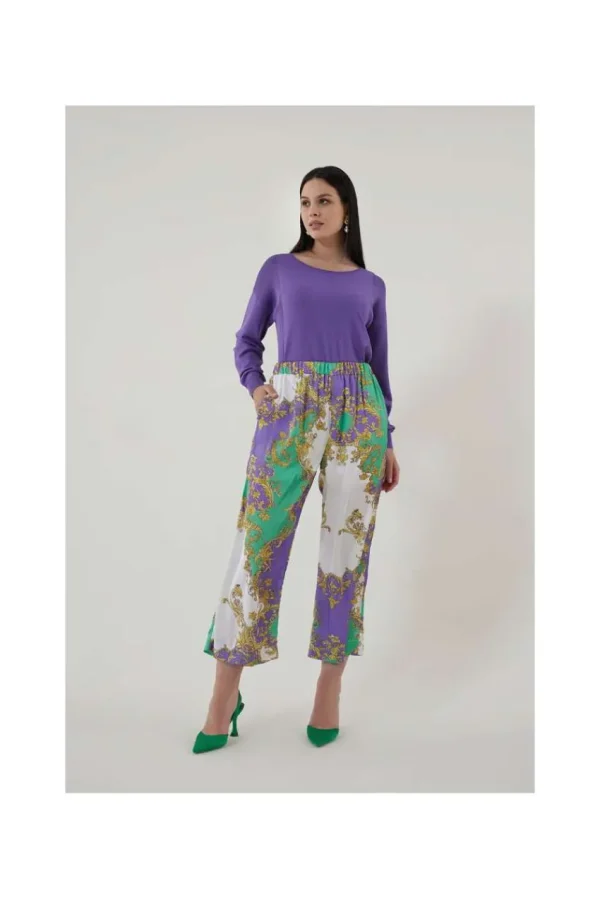 Jiveley Pantalone cropped fantasia versace taglie comode Sale