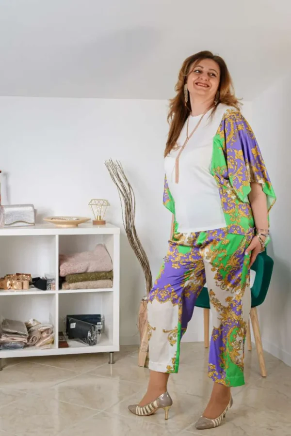 Jiveley Pantalone cropped fantasia versace taglie comode Sale