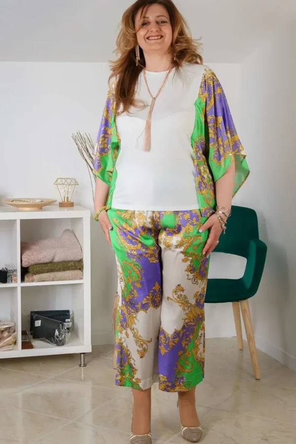 Jiveley Pantalone cropped fantasia versace taglie comode Sale