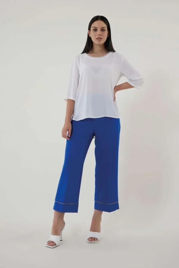 Jiveley Pantalone cropped Royal con strass taglie comode Clearance