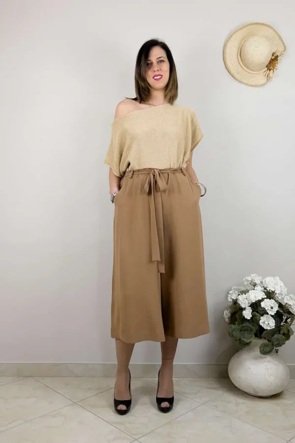 Mat Fashion Pantalone culotte al polpaccio taglie comode New