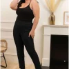 Donna Curvy Pantalone effetto pelle scamosciata taglie comode Fashion