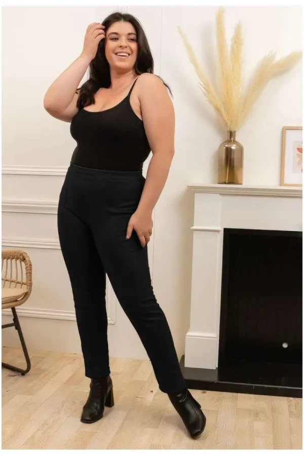 Donna Curvy Pantalone effetto pelle scamosciata taglie comode Fashion