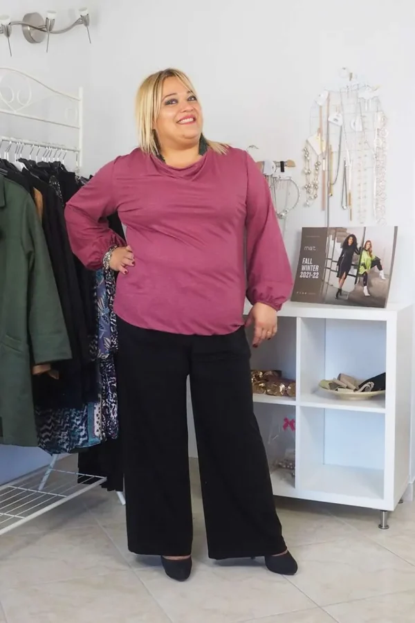 Donna Curvy Pantalone fluido con decorazione taglie comode Best