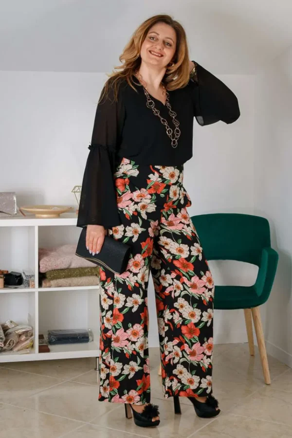 Talissa Mode Pantalone palazzo fantasia floreale tasca america taglie comode Best