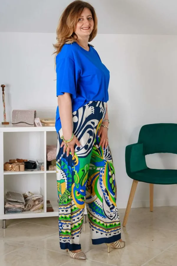 Talissa Mode Pantalone palazzo fantasia imperial taglie comode Discount