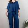 Mat Fashion Pantalone satin a palazzo taglie comode New