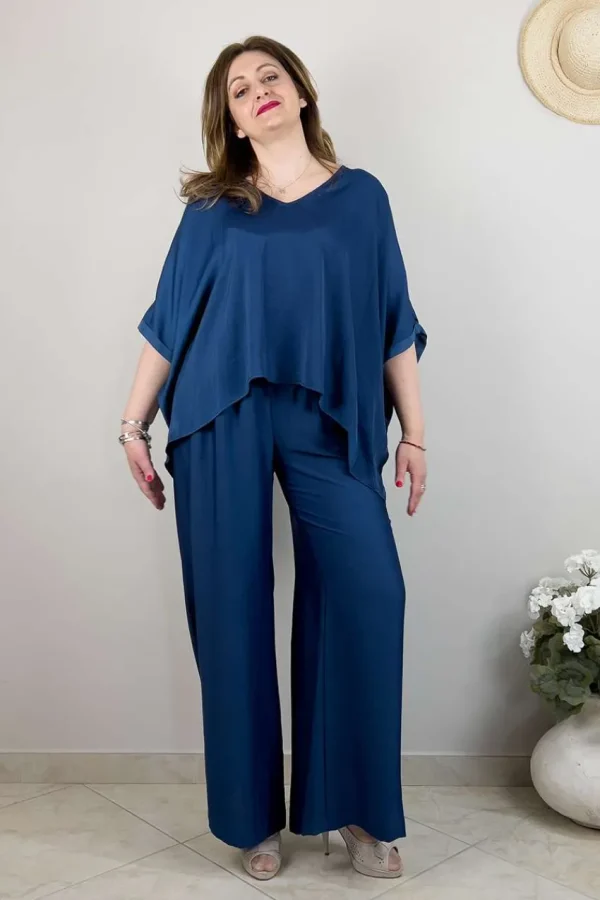 Mat Fashion Pantalone satin a palazzo taglie comode New