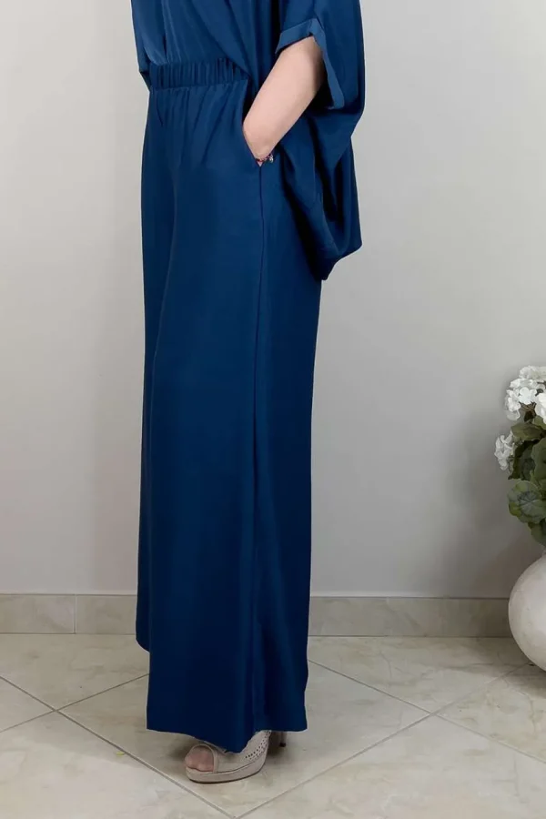 Mat Fashion Pantalone satin a palazzo taglie comode New