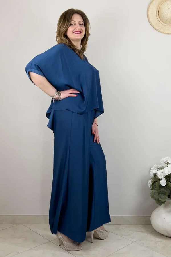 Mat Fashion Pantalone satin a palazzo taglie comode New