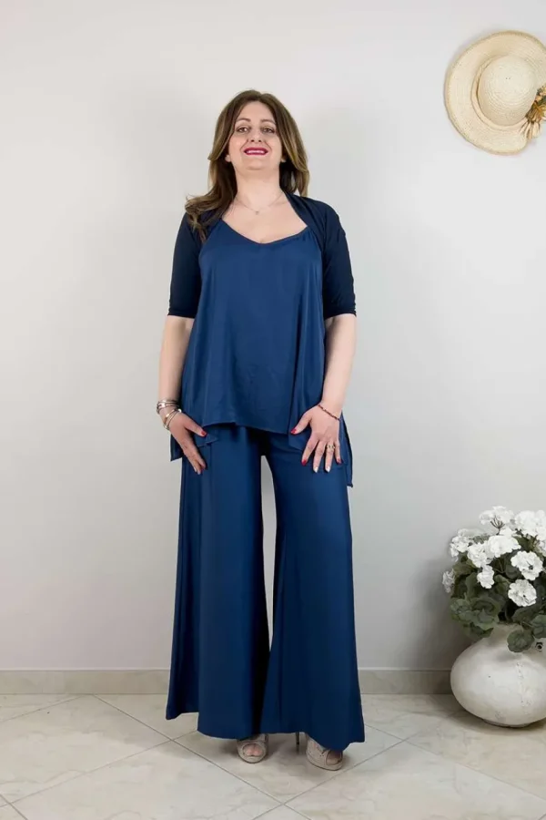 Mat Fashion Pantalone satin a palazzo taglie comode New